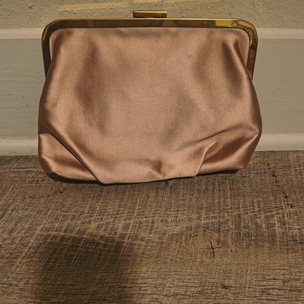 Elegant Satin Clutch in Rose Gold